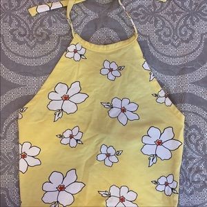 Yellow Floral Halter Top